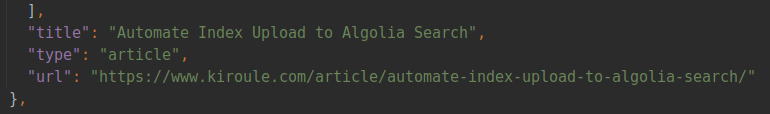Hugo Index Json
