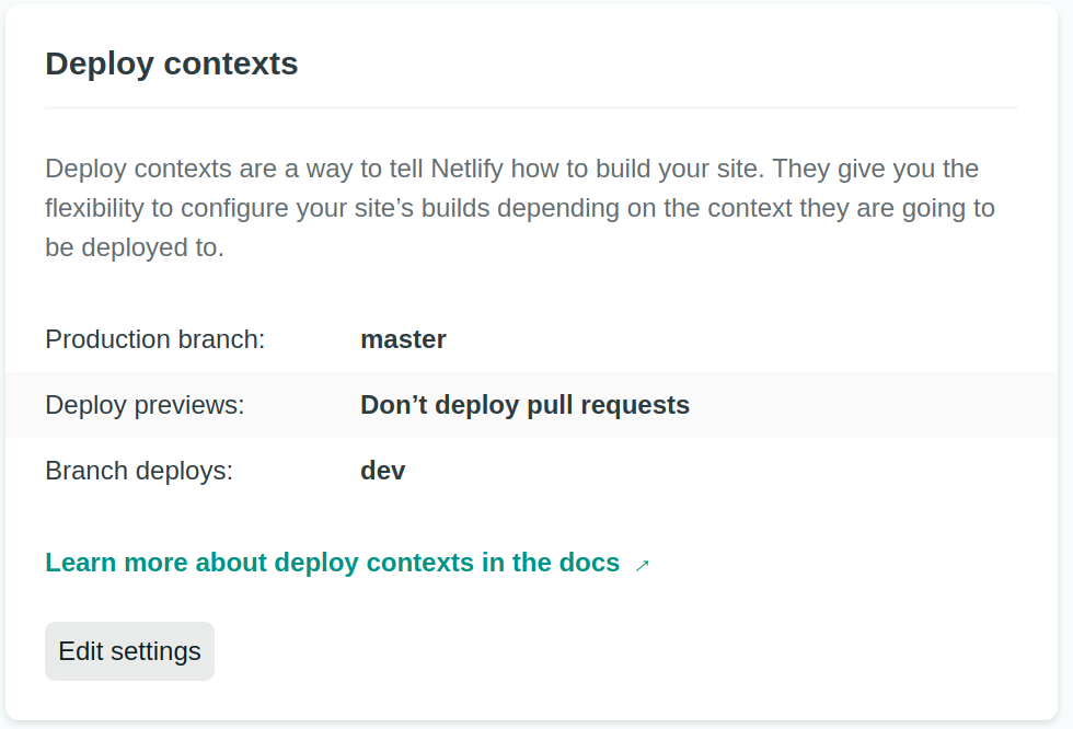 Netlify Deploy Contexts Configuration