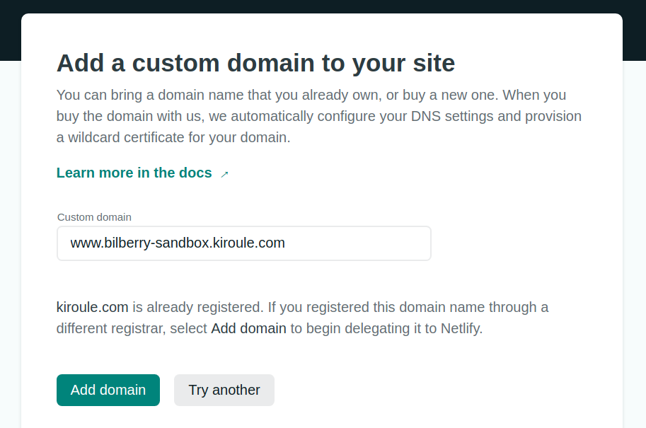 Netlify Site Settings Add Custom Domain